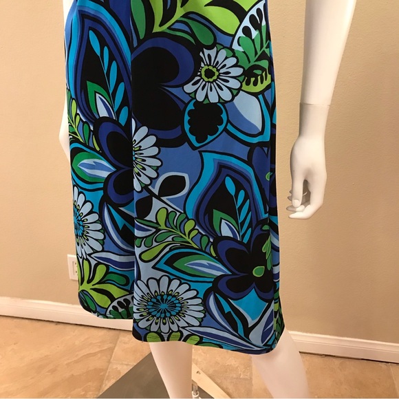 Lizzatti Short Sleeve Dress Womens Size Small 4 6 Blue Green Mid Length Stretch - Picture 13 of 16